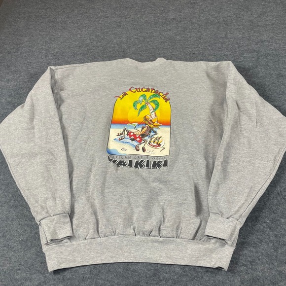 Hanes Other - VTG Hanes Sweatshirt Mens Large Gray Crewneck Pullover Waikiki Mexican Grill 90s